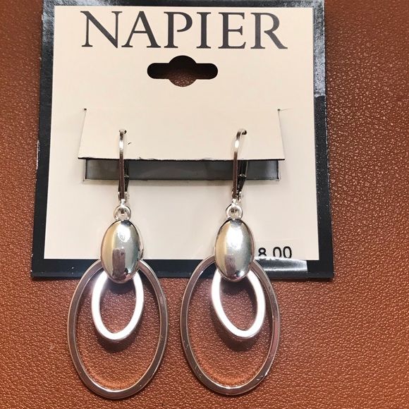 Napier silver tone orbital double drop earring - Picture 4 of 5
